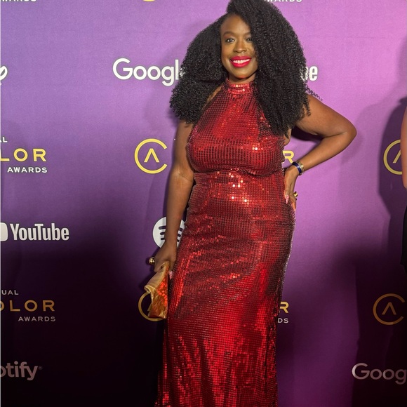 Fashion Nova Red Sequin Gown - Picture 3 of 6